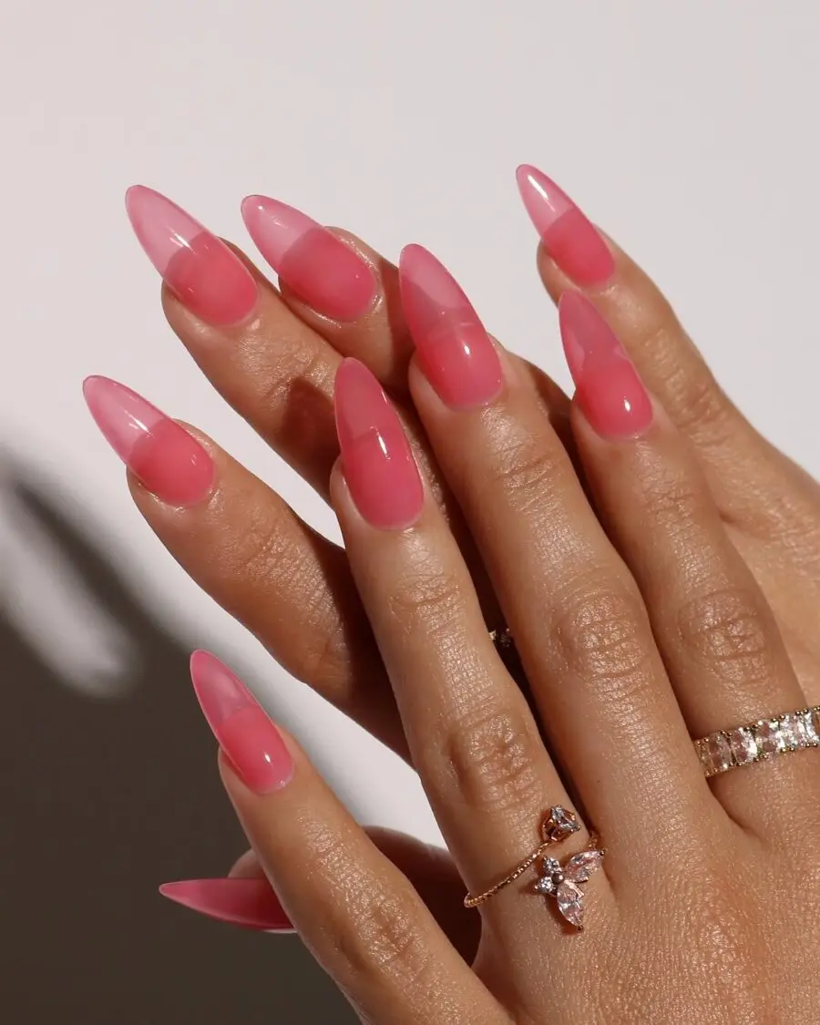 Stunning Gradient Jelly Nails in Pink Shades