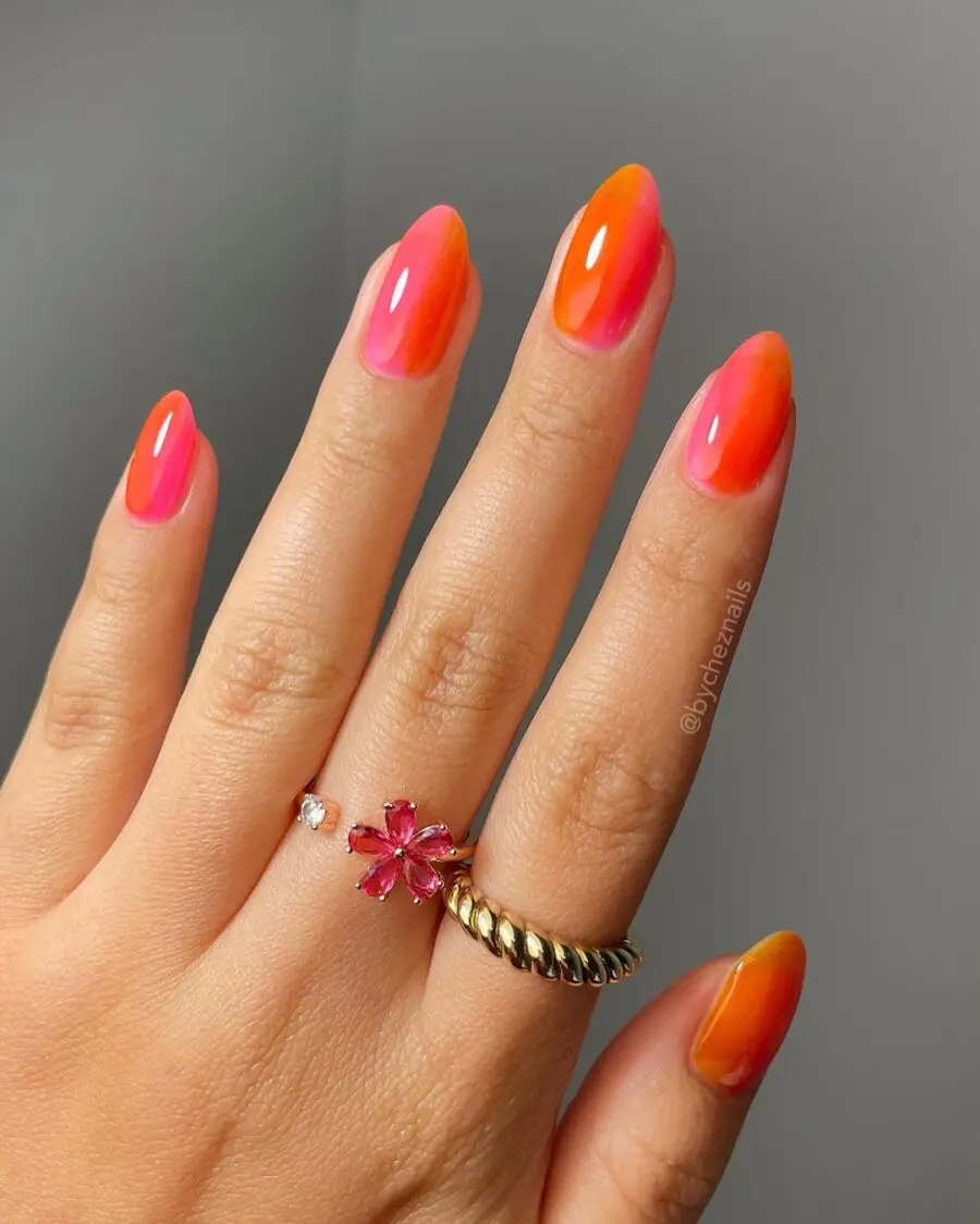 Vibrant jelly nails with a stunning ombre blend