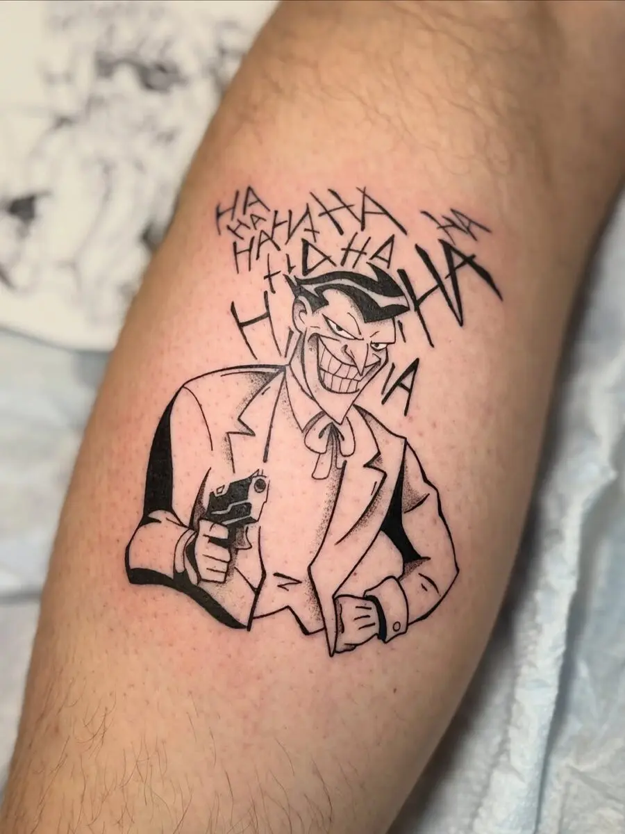 Classic Joker tattoo with playful sinister vibes