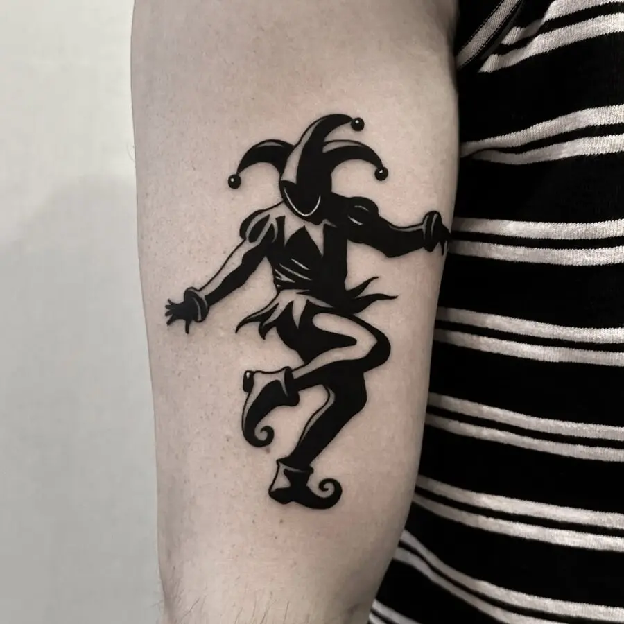 Classic Joker Jester Tattoo in Bold Black