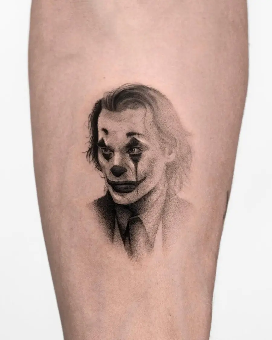 Intricate Joker Tattoo with Emo Facial Expression