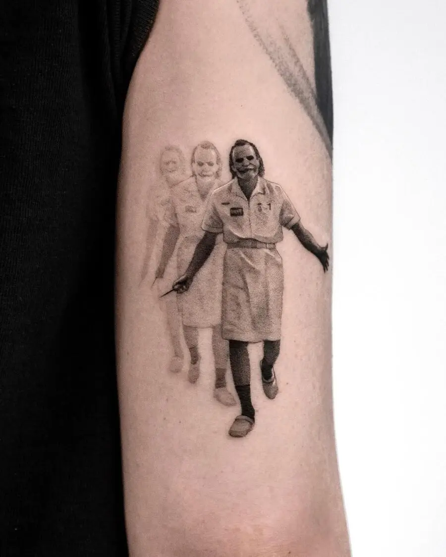 Stylish minimalist joker tattoo design