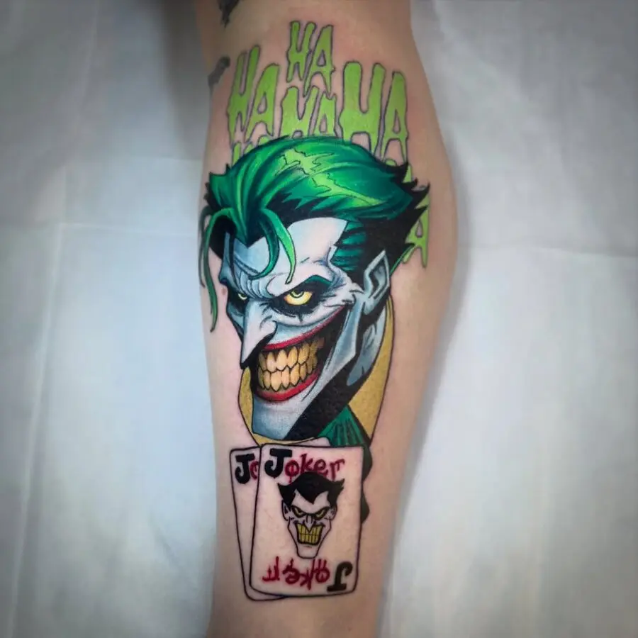 Vibrant Joker Tattoo with Ha-Ha Art