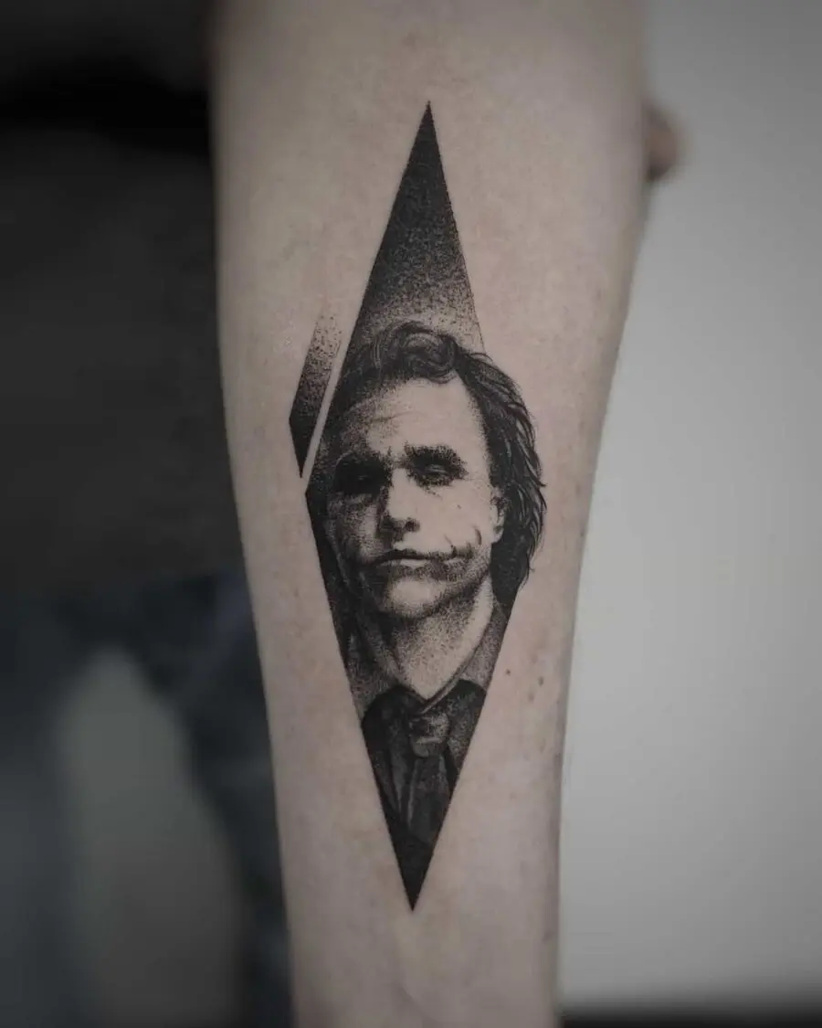 Intricate Joker Tattoo in Diamond Design