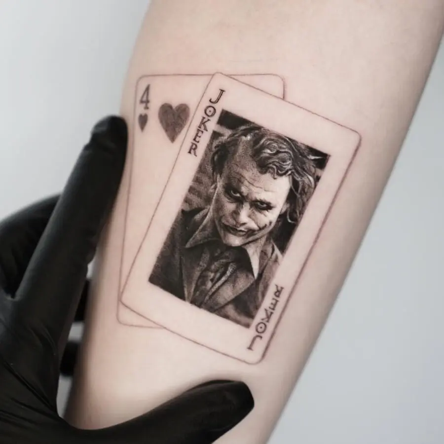 Intricate Joker Tattoo Inspired by Playing Cards