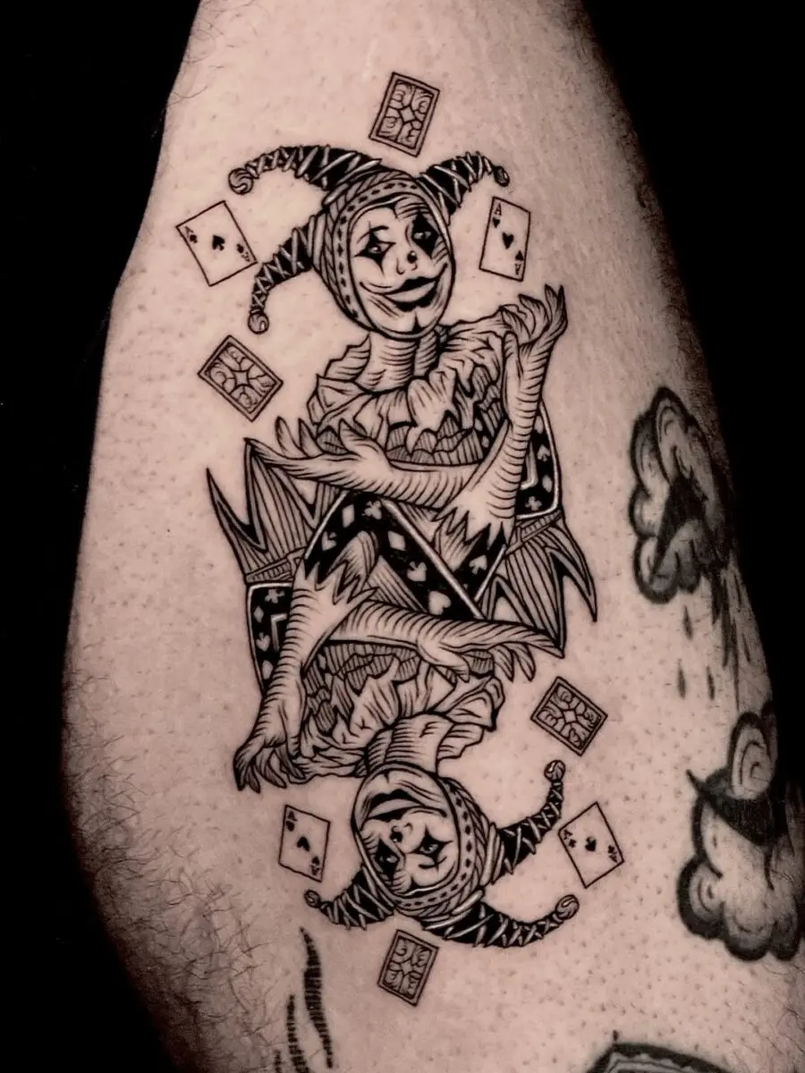 Intricate Joker Tattoo with a Playful Vibe