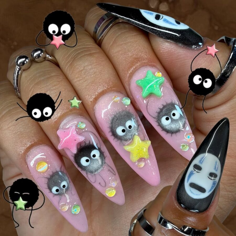 Cute and quirky kawaii nail art design