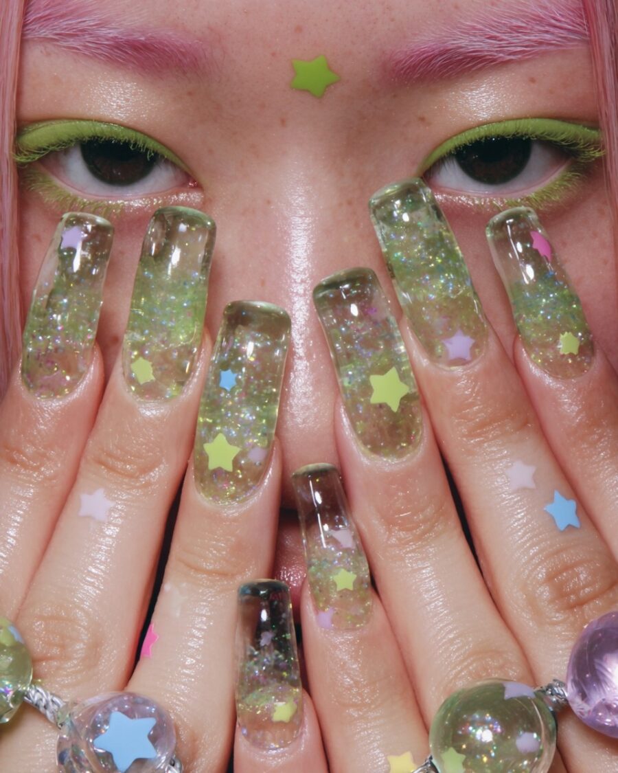 Sparkling starry nails for a magical vibe