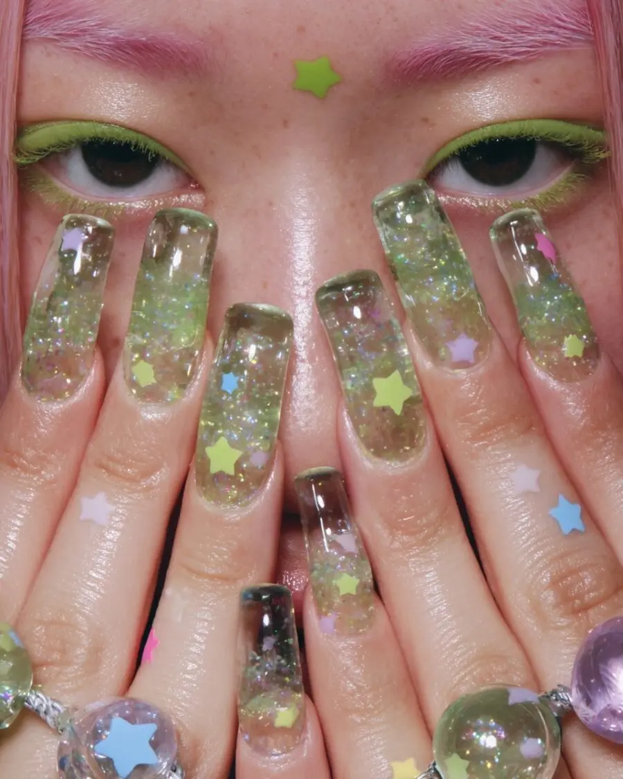 Sparkling starry nails for a magical vibe