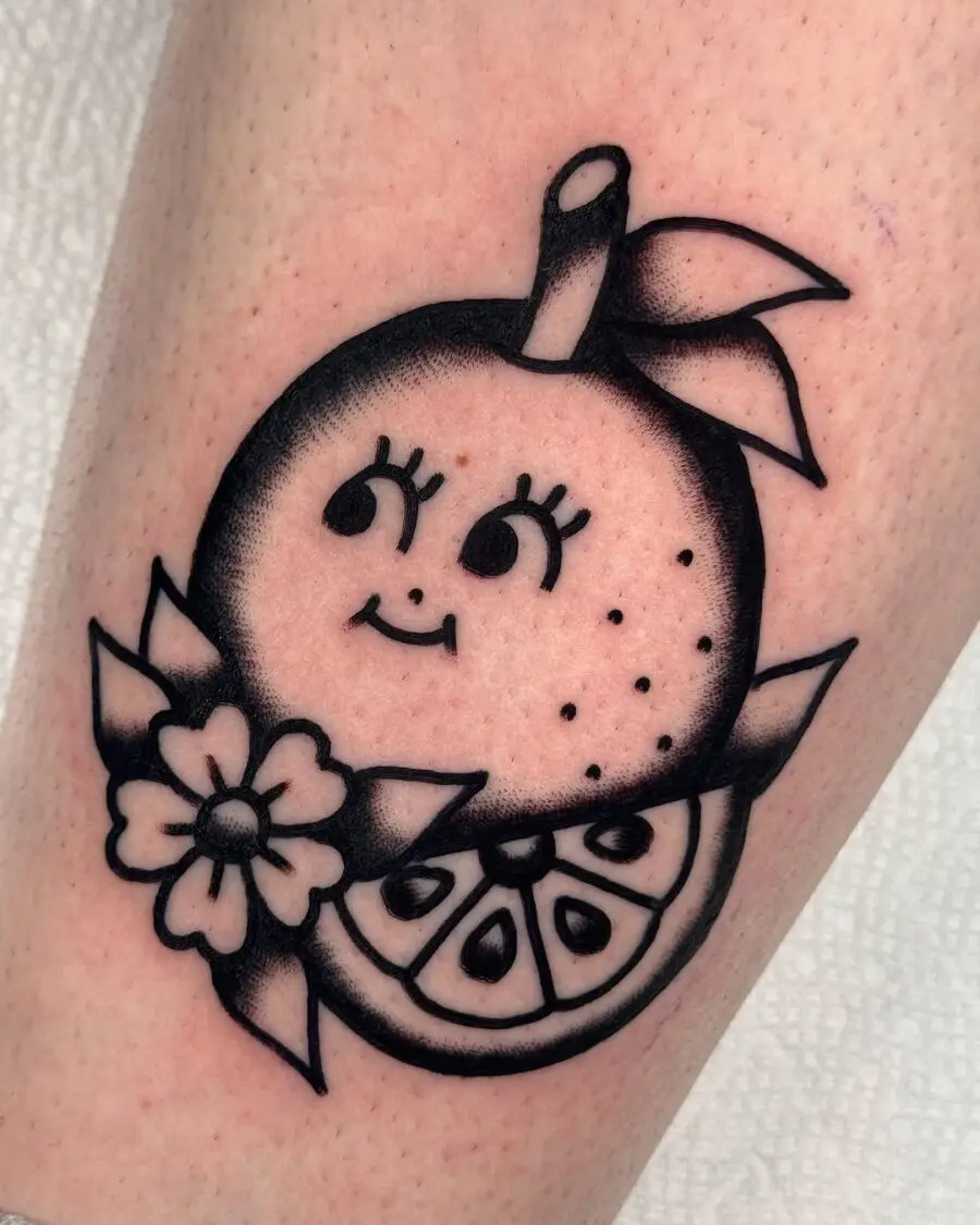 Cute orange tattoo with cheerful expression