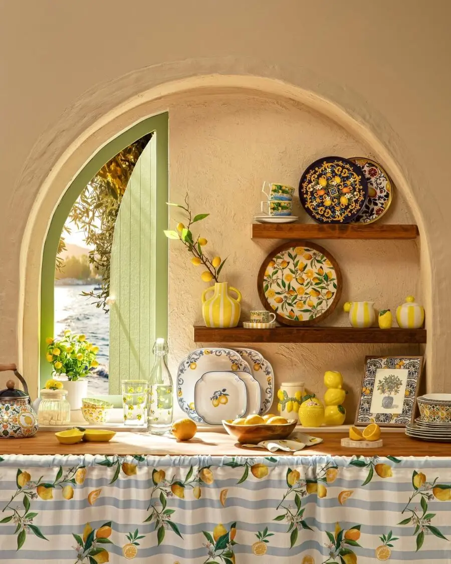 Bright and cheerful lemon-themed kitchen display