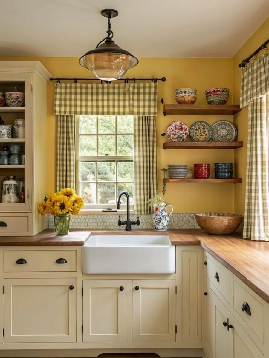 Charming farmhouse kitchen with sunny lemon accents