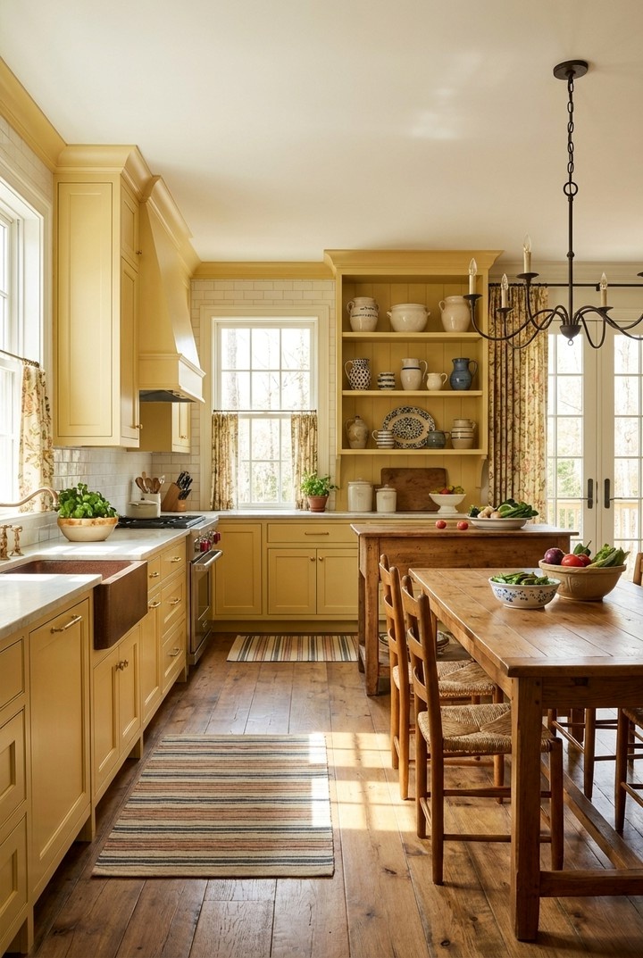 Charming yellow kitchen with rustic appeal