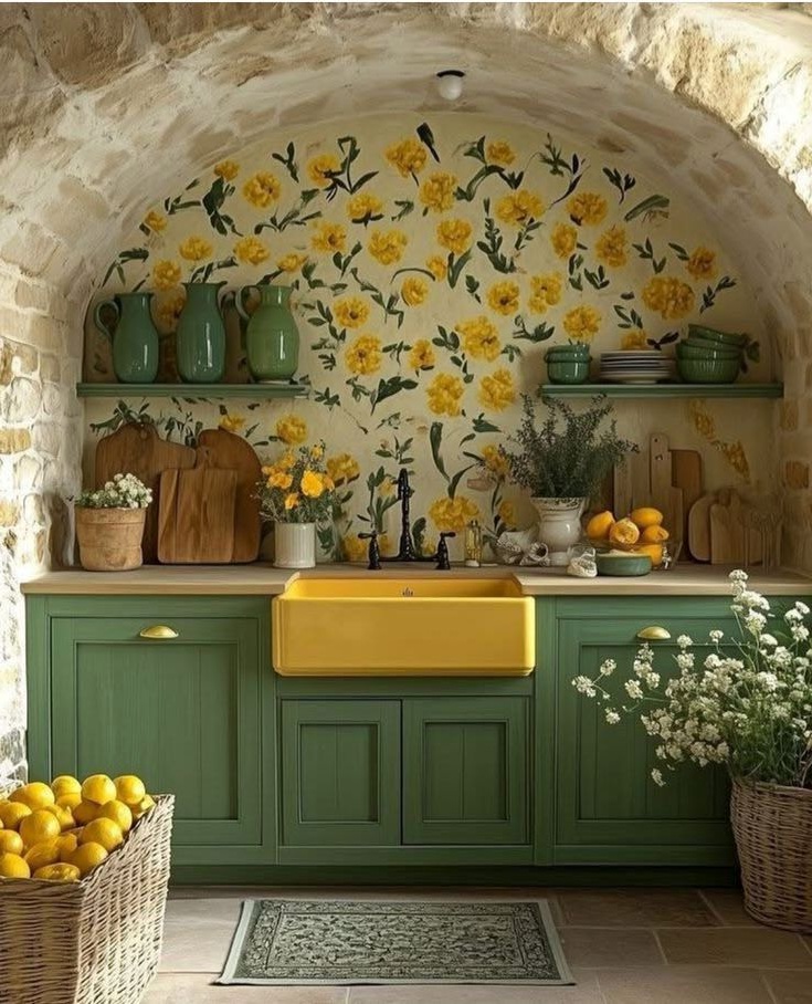 Charming lemon-inspired kitchen with vibrant decor