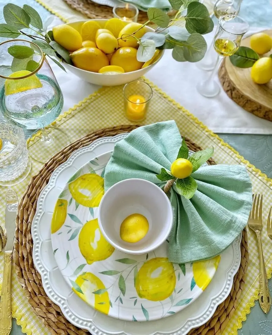 Cheerful lemon-themed dining table display