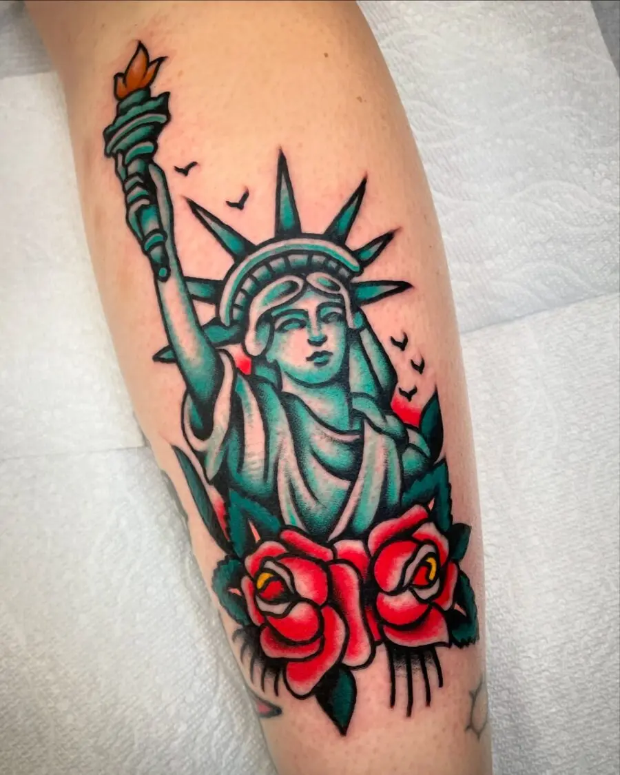 Classic Americana tattoo with Statue of Liberty