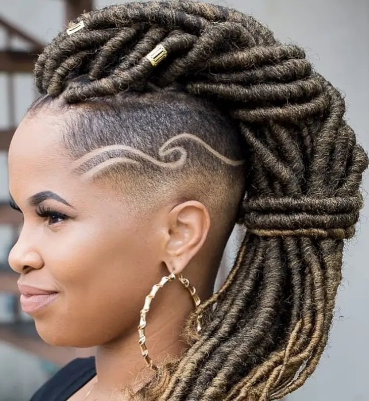 Stylish locs with dramatic undercut design