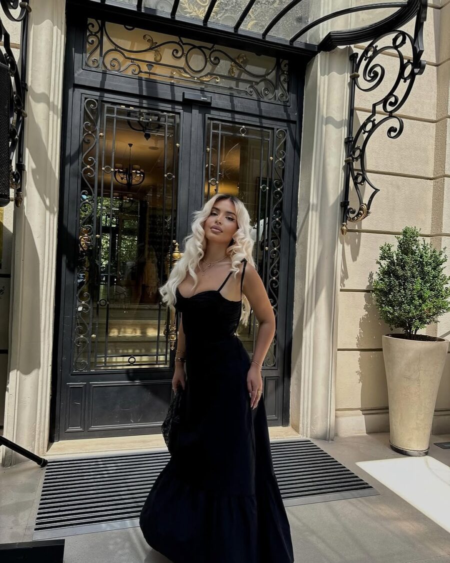Chic black dress for summer outings