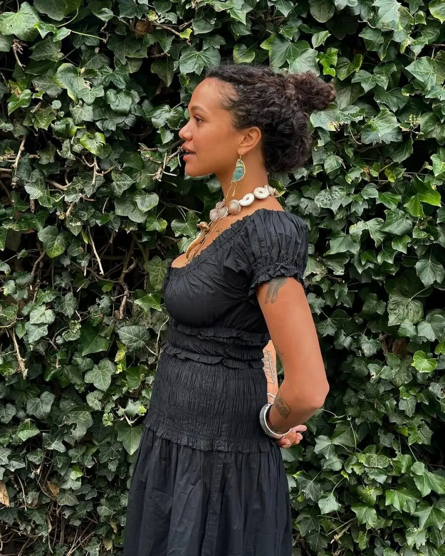 Chic Black Shirred Long Dress Outfit Inspiration