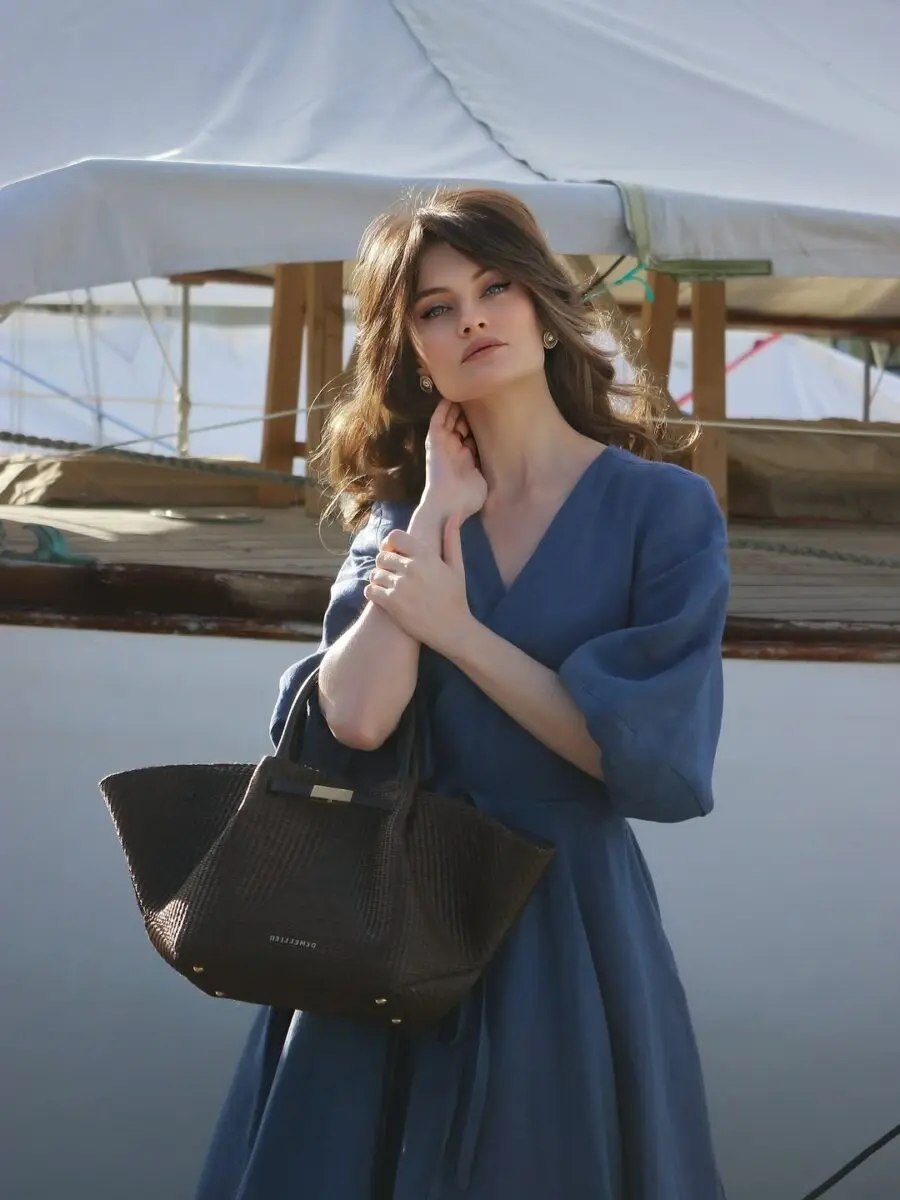 Elegant Long Dress with Stylish Accessories