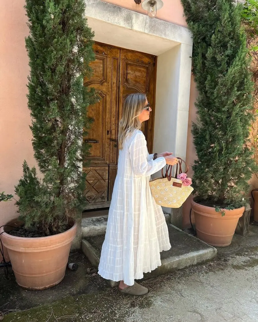 Effortless elegance in a flowing white dress