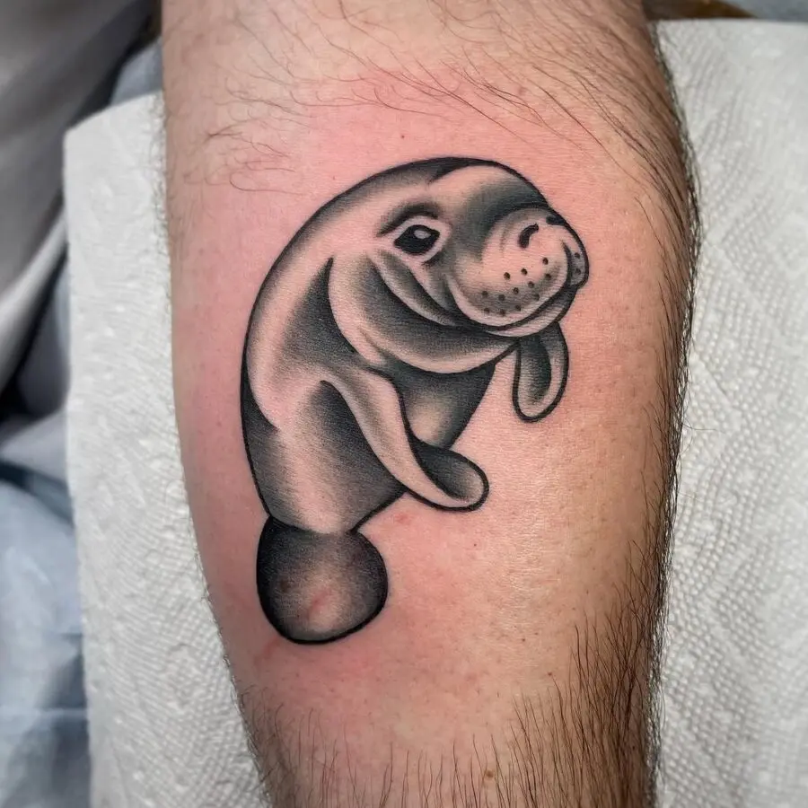 Realistic Manatee Tattoo on Arm
