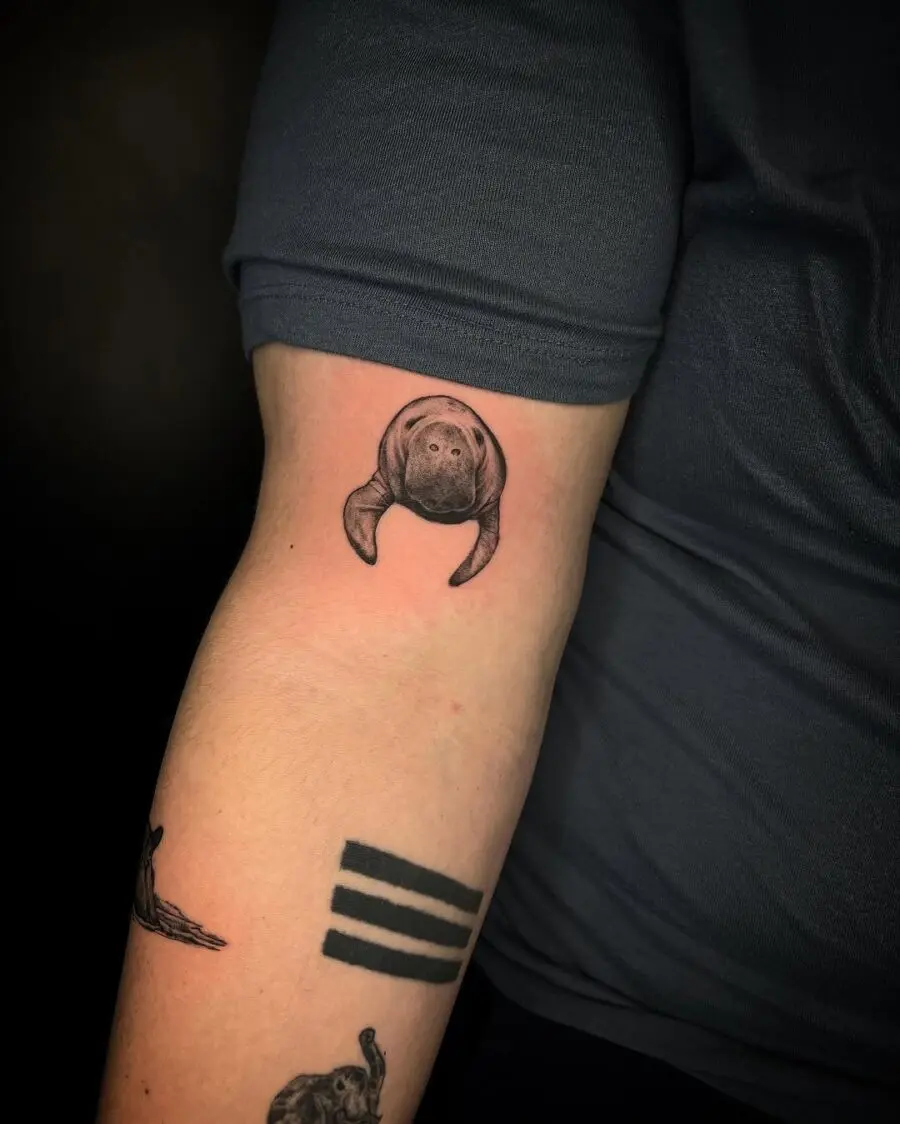 Realistic Manatee Tattoo on Forearm