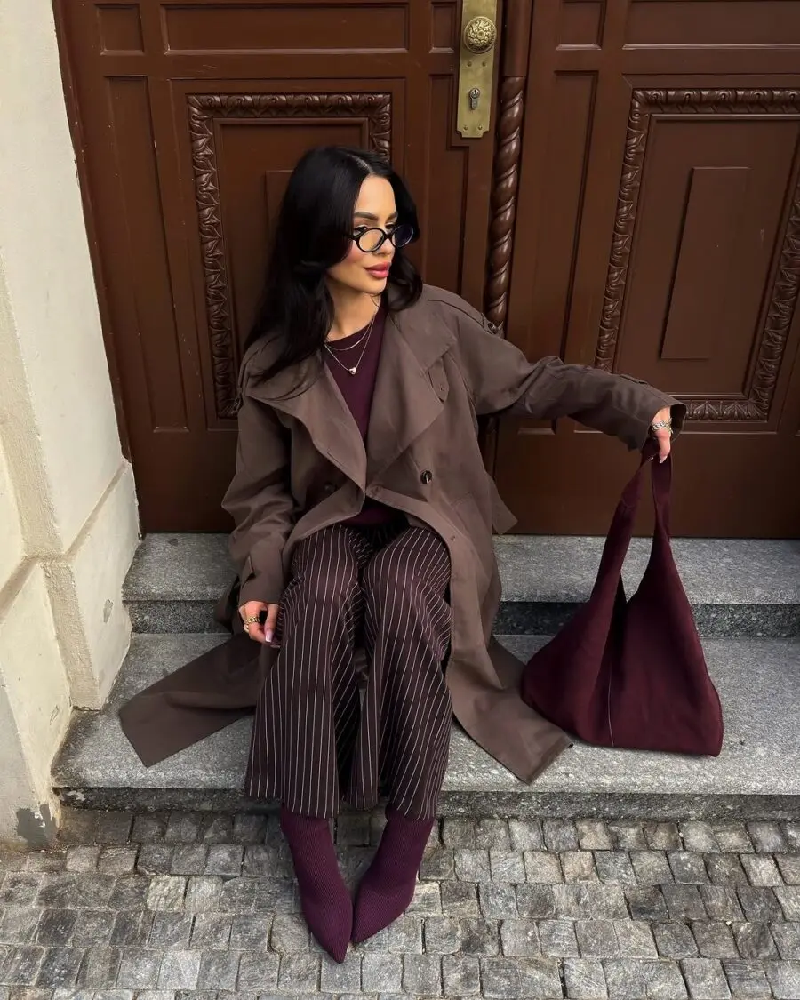 Chic Layered Styling for Maroon Pants