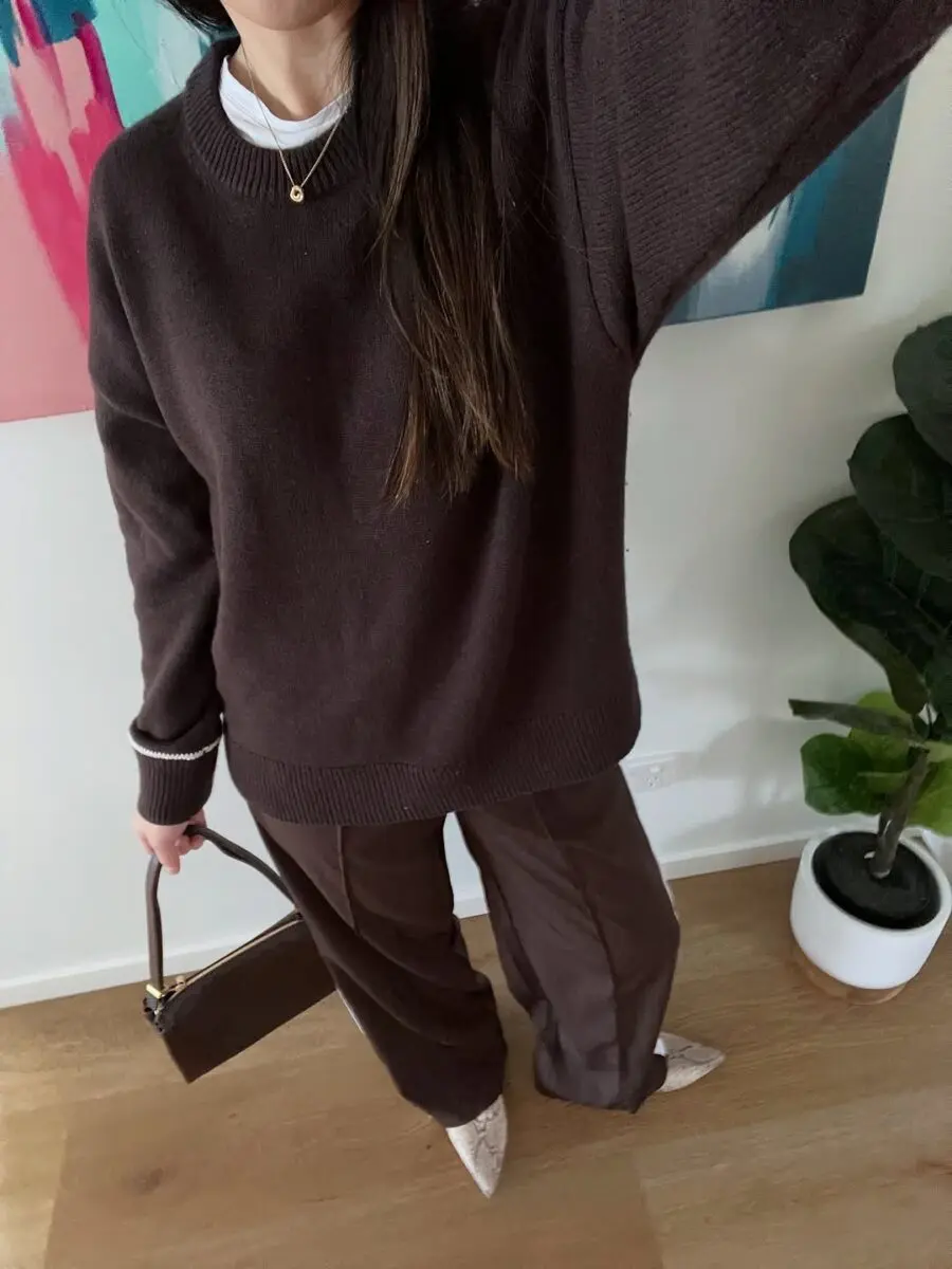 Chic and Cozy Maroon Pants Ensemble