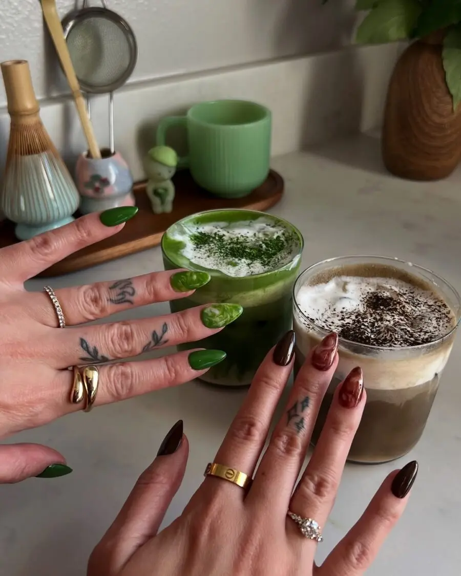 Vibrant matcha-inspired nail art collection