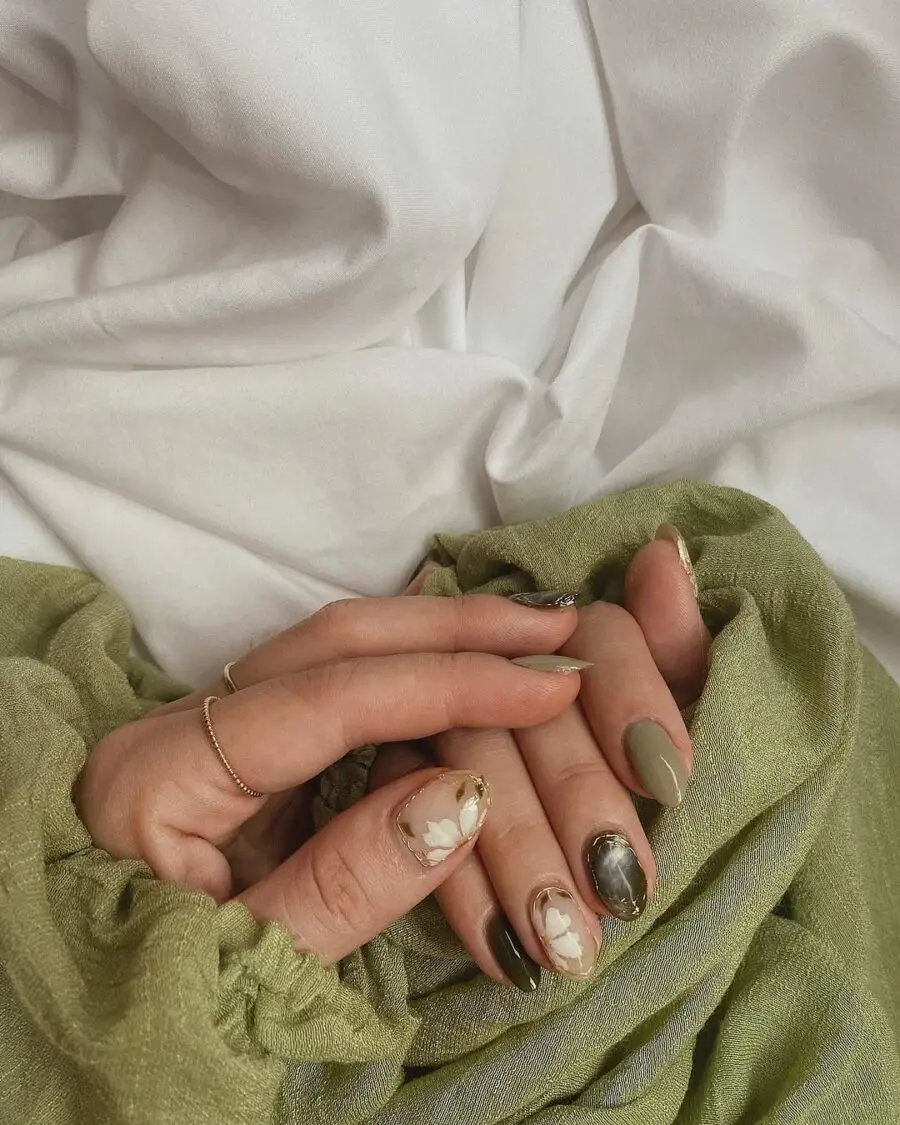 Stylish matcha-inspired nail art design