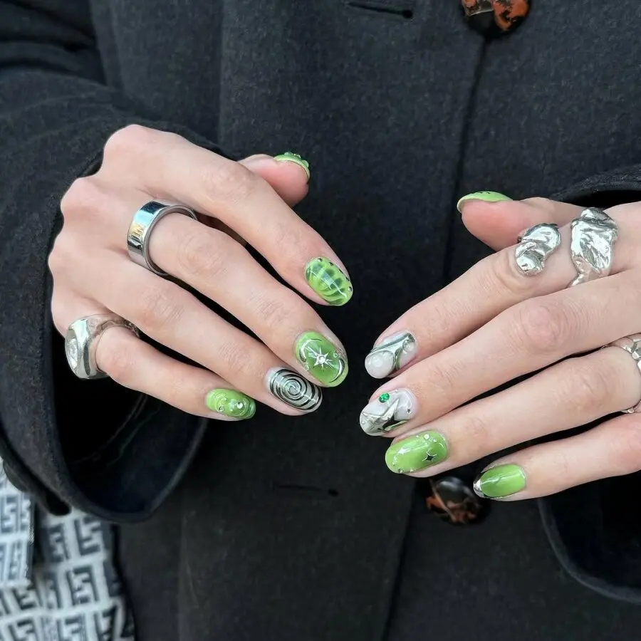 Fresh green matcha nail art inspiration