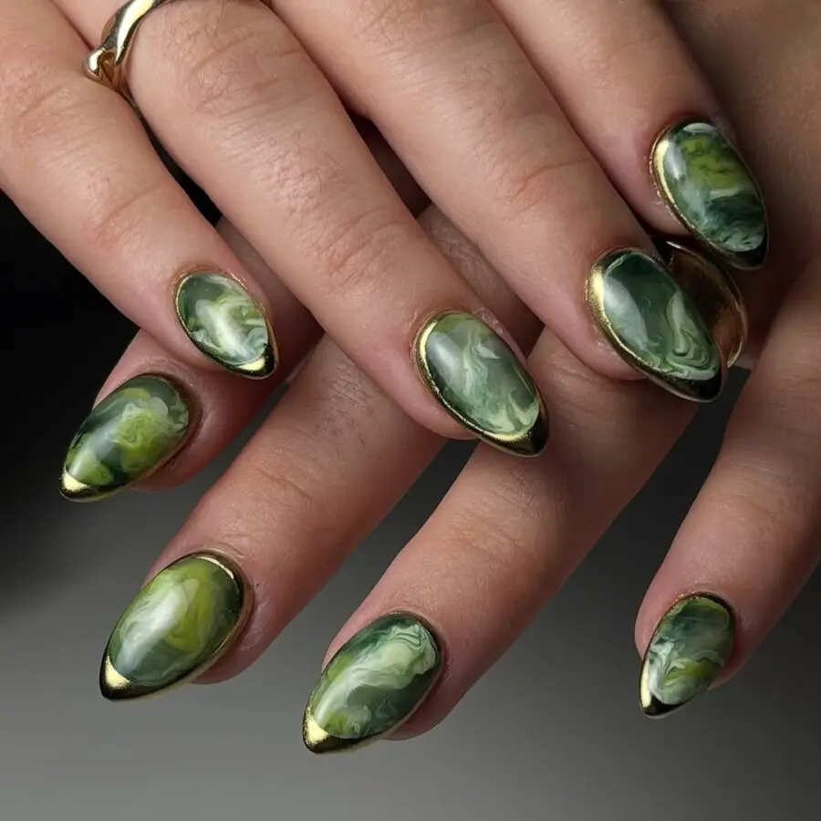Stunning matcha marble design with golden accents
