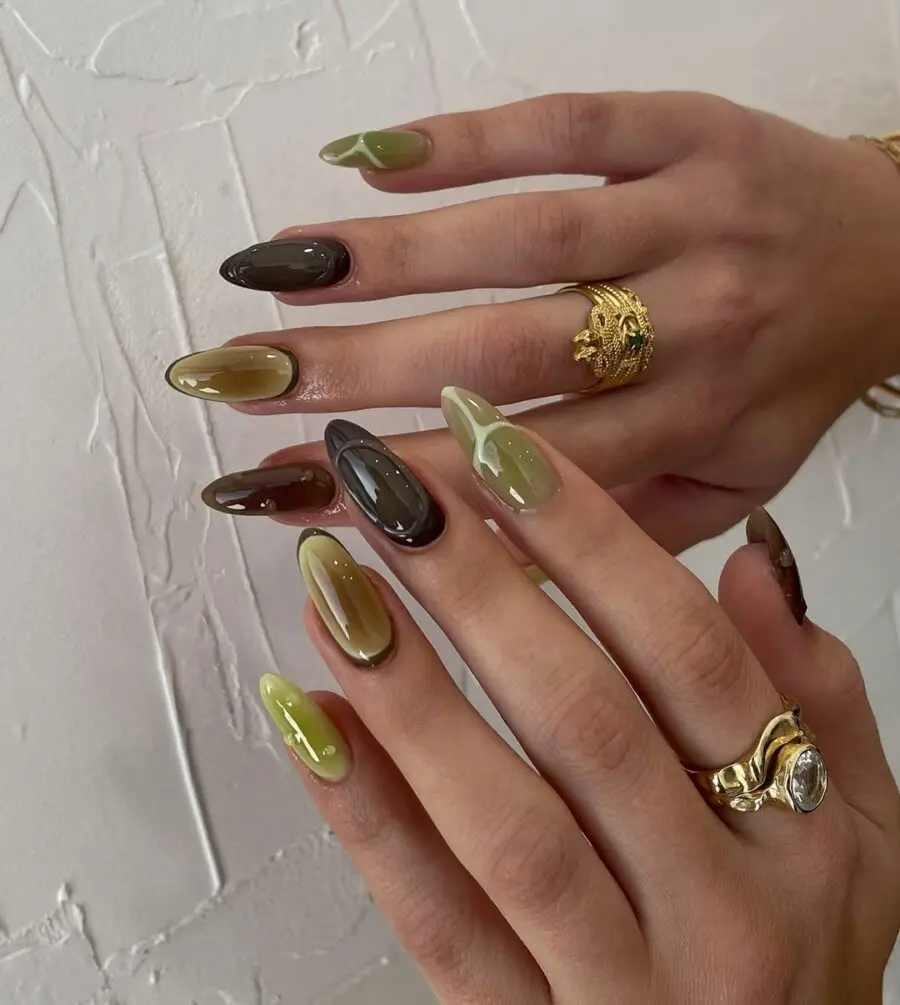 Stylish matcha-inspired nail art design