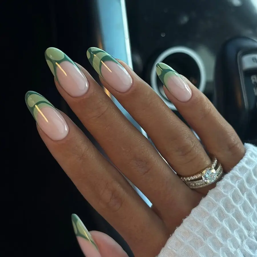 Chic matcha green ombre nail art design