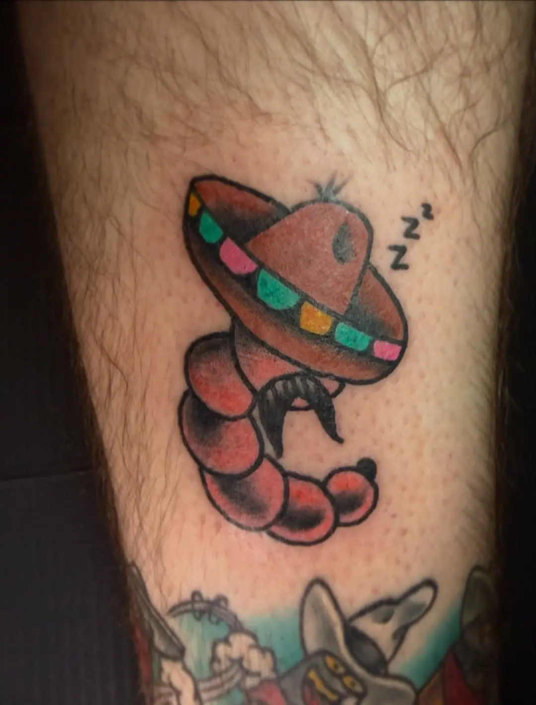Whimsical Sombrero Caterpillar Tattoo Design