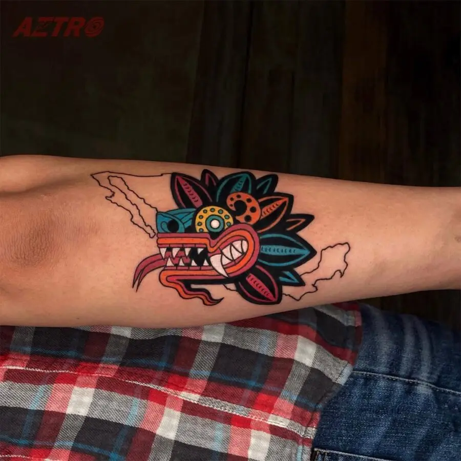 Detailed dragon tattoo representing Mexican culture