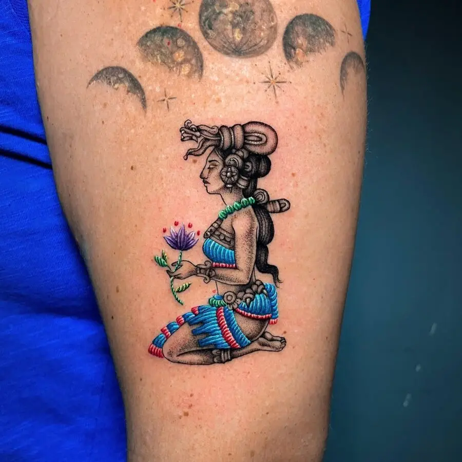 Stunning Maya goddess tattoo celebrating culture