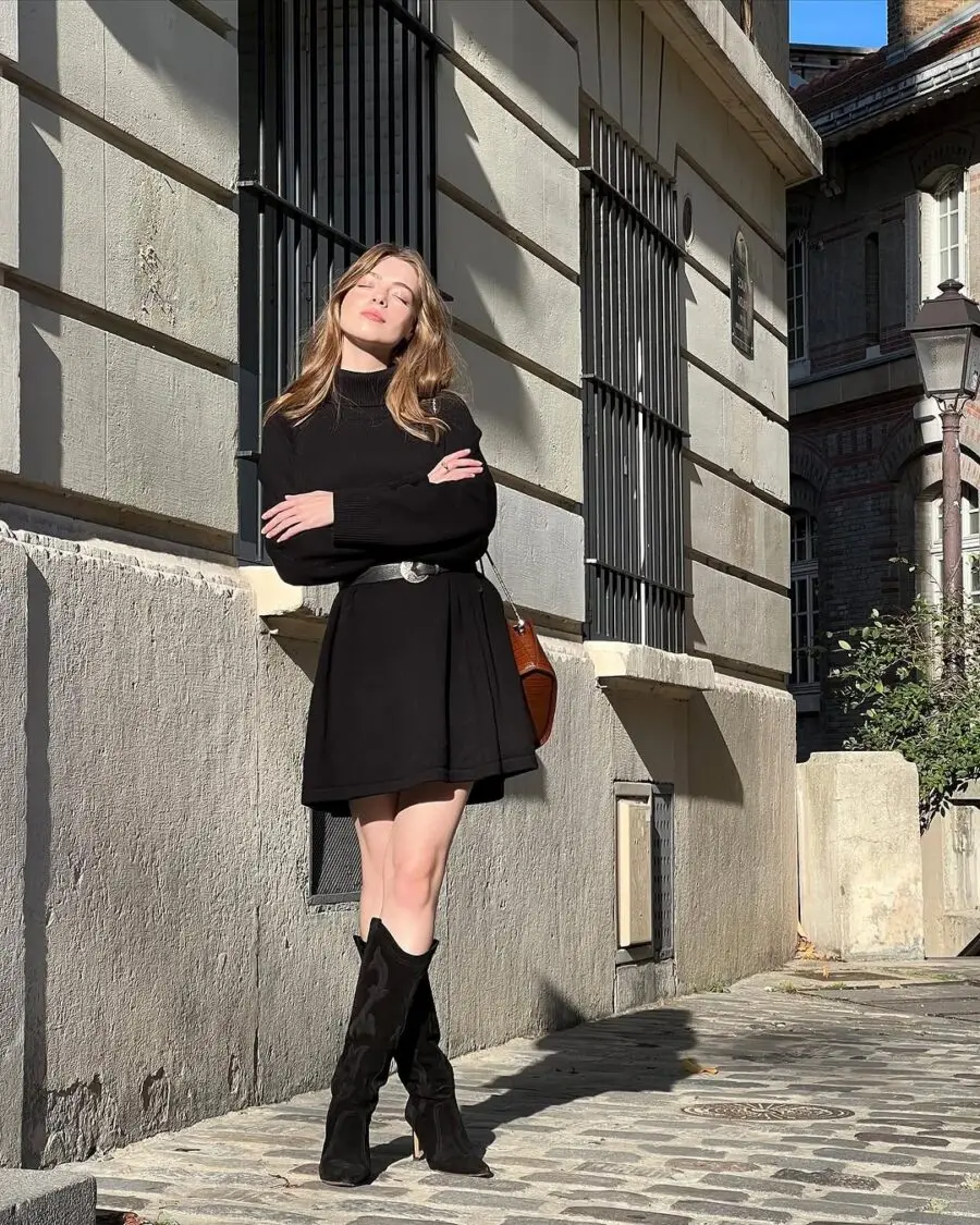Chic black mini dress for urban outings