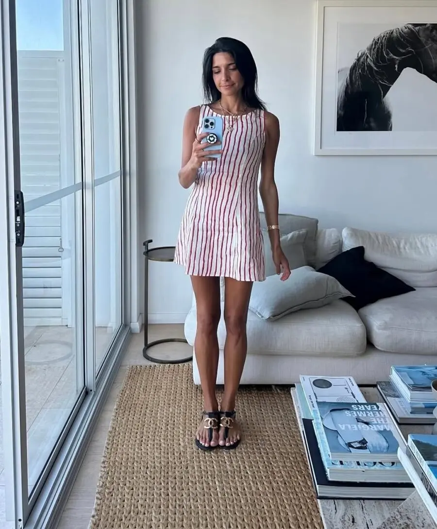 Effortlessly chic striped mini dress look