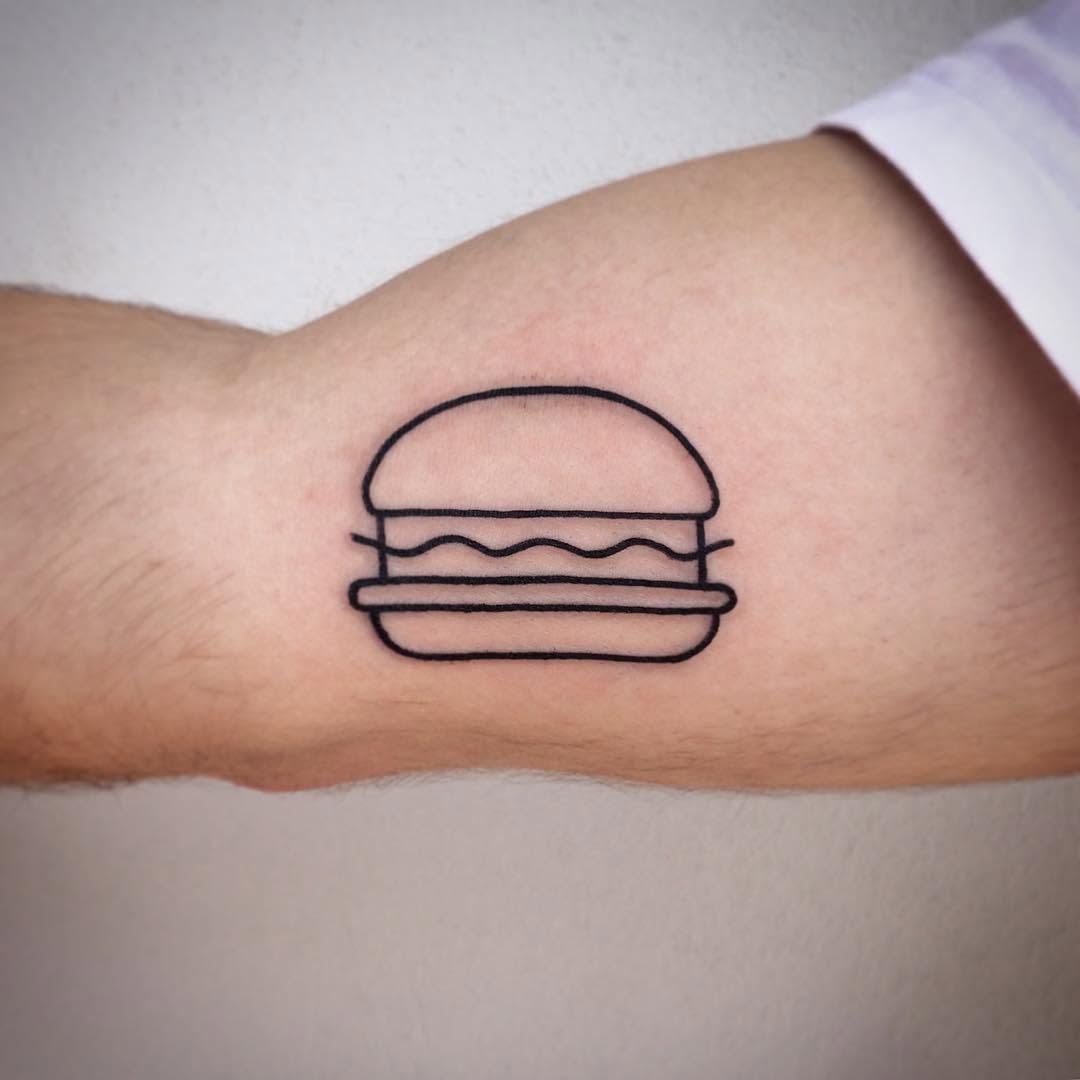 Chic Minimalism: A Burger Tattoo Delight