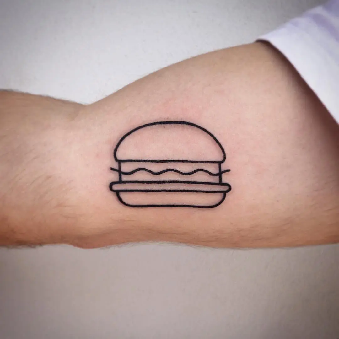 Chic Minimalism: A Burger Tattoo Delight