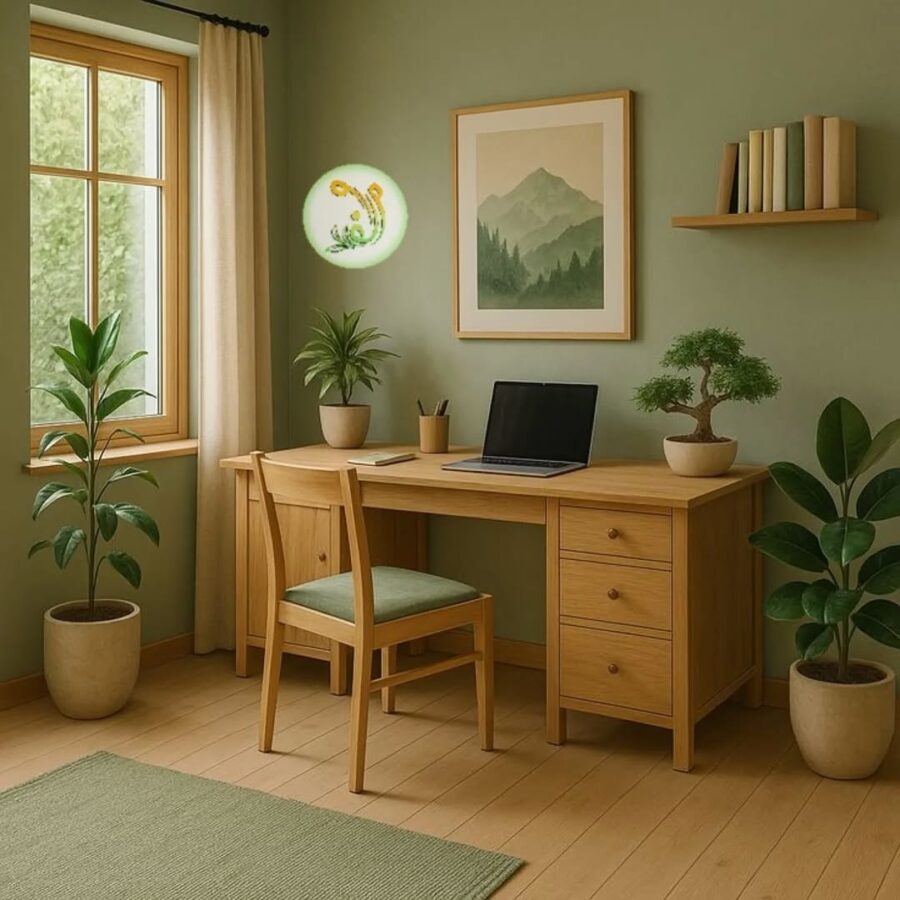 Stylish corner desk with natural vibes