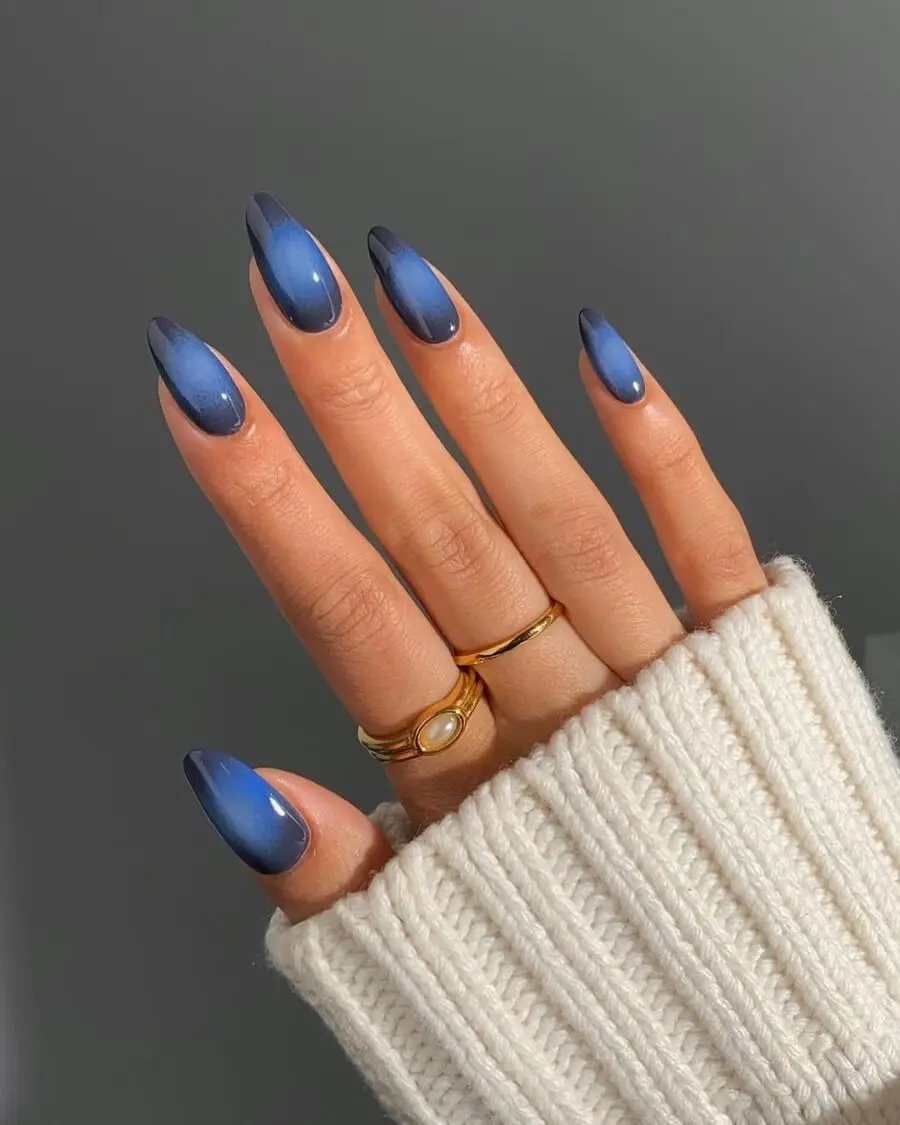 Stunning Blue Ombre Aura Nail Art