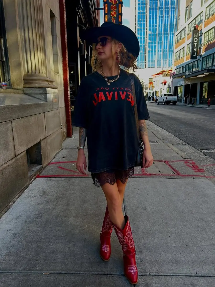 Trendy Nashville Look with Cowboy Boots