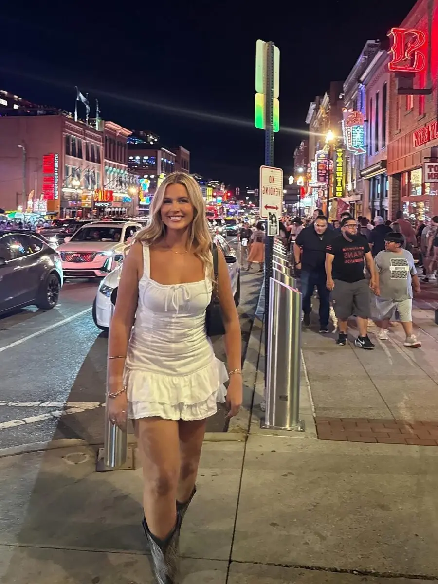 Stylish white dress for Nashville nightlife