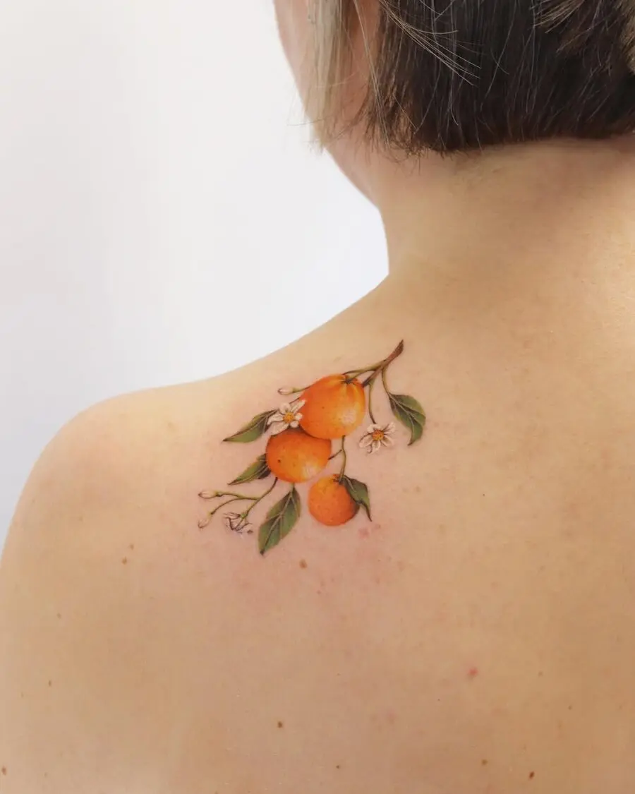 Charming Citrus Tattoo on Shoulder