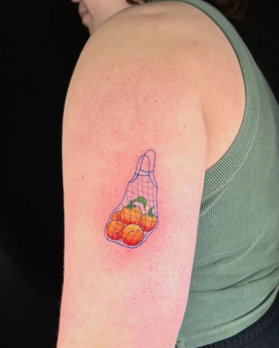 Vibrant orange tattoos in a unique design