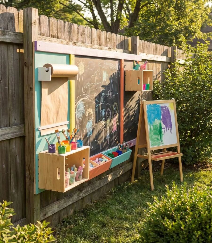 Creative outdoor art station for children