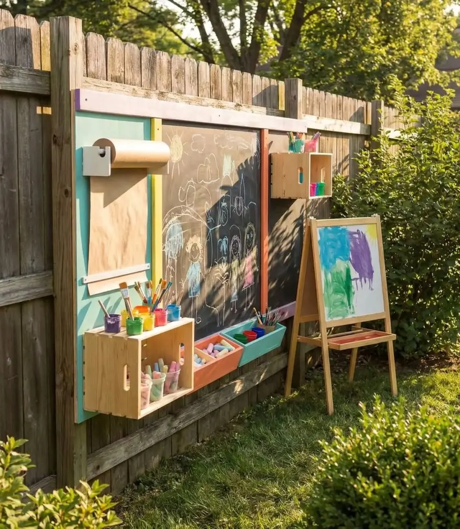 Creative outdoor art station for children